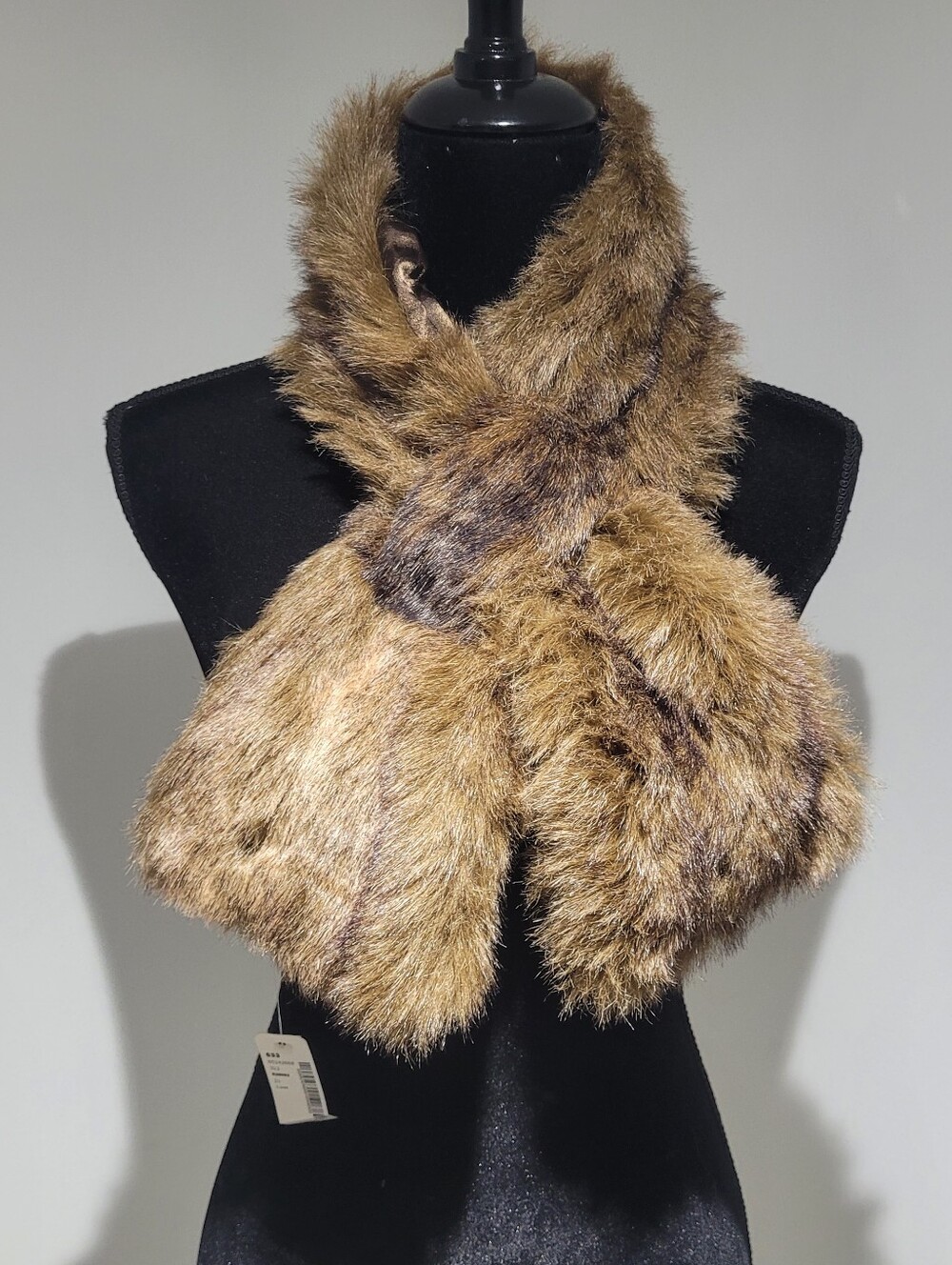 Smart Set Women's Faux Fur Brown Lined Scarf OS Maximalism Old Money NEW
